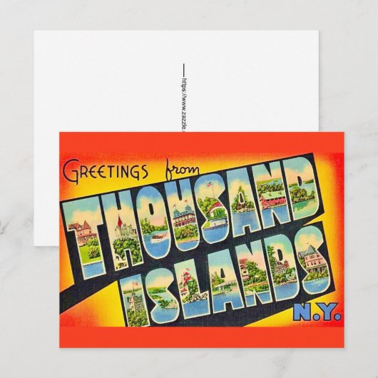Duizend Eilanden NY Retro Ansichtkaart Briefkaart (Voorkant / Achterkant)
