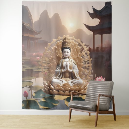 Duizend-Hand Guanyin Chinees Landschap Tapestry Wandkleed (In situ)