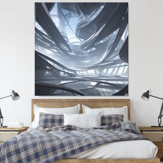 Duizend jaar op de afdruk van een toekomstig huis canvas afdruk (Insitu (Slaapkamer))