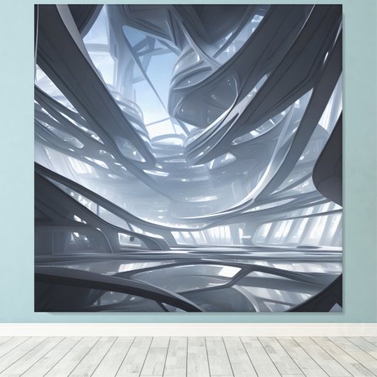 Duizend jaar op de afdruk van een toekomstig huis canvas afdruk (Insitu (Houten vloer))