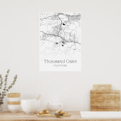 Duizend Oaks-kaart - Californië - Poster Stadskaar (Keuken)