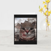 Duizend Yard Stare Funny Soldier Cat Meme In Bat Kaart (Gele Bloem)
