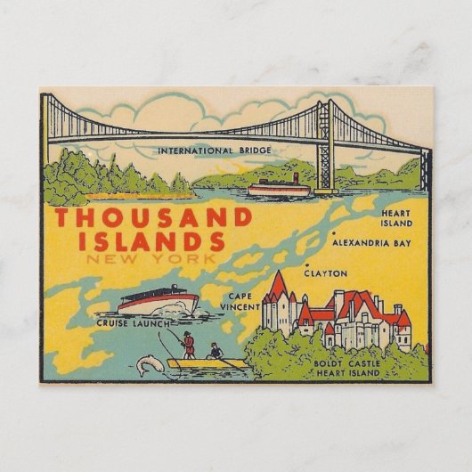 Duizenden eilanden, New York Vintage Travel Briefkaart (Voorkant)