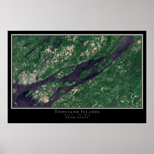 Duizenden eilanden Ontario - de Satellietkaart van Poster (Voorkant)