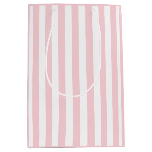 Duizendjarige roze en witte streep medium cadeauzakje (Voorkant)