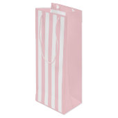 Duizendjarige roze en witte streep wijn cadeautas (Achterkant Gekanteld)
