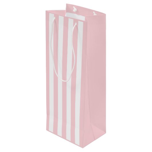 Duizendjarige roze en witte streep wijn cadeautas (Achterkant Gekanteld)