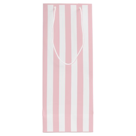 Duizendjarige roze en witte streep wijn cadeautas (Achterkant)