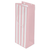 Duizendjarige roze en witte streep wijn cadeautas (Voorkant Gekanteld)