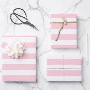 Duizendjarige roze en witte strepen inpakpapier vel