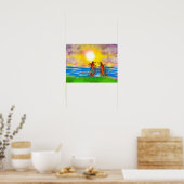 Duizendpoten vechten op het strand poster (Keuken)