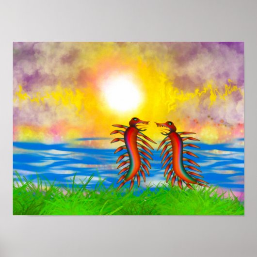 Duizendpoten vechten op het strand poster (Voorkant)