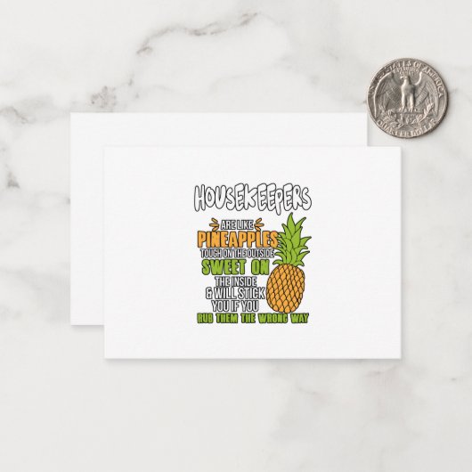 Duizenhouders zijn als ananassen. notitiekaartje (Voorkant / Achterkant in situ)