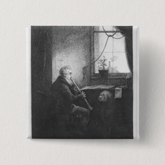 Duke Esterhazy die het Clarinet speelt, 1809 Vierkante Button 5,1 Cm (Voorkant)