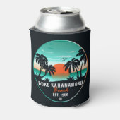 Duke Kahanamoku Beach Hawaï Retro Sunset Souvenir Blikjeskoeler (Blikje Achterkant)
