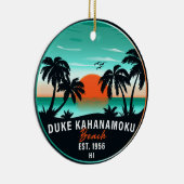 Duke Kahanamoku Beach Hawaï Retro Sunset Souvenir Keramisch Ornament (Rechts)