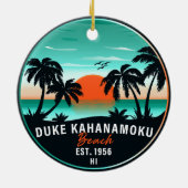 Duke Kahanamoku Beach Hawaï Retro Sunset Souvenir Keramisch Ornament (Achterkant)