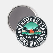 Duke Kahanamoku Beach Hawaï Retro Sunset Souvenir Magneet (Voorkant / Achterkant)