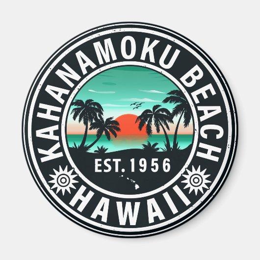 Duke Kahanamoku Beach Hawaï Retro Sunset Souvenir Magneet (Voorkant)
