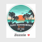 Duke Kahanamoku Beach Hawaï Retro Sunset Souvenir Sticker (Vel)