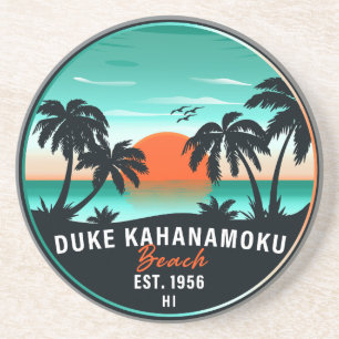 Duke Kahanamoku Beach Hawaï Retro Sunset Souvenir Zandsteen Onderzetter