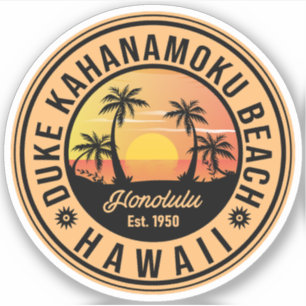 Duke Kahanamoku Beach Hawaii Retro 70-80-zomer Sticker