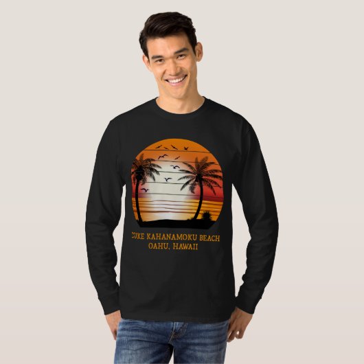 Duke Kahanamoku Beach Oahu Hawaii  Sunset R T-shirt (Voorkant volledig)