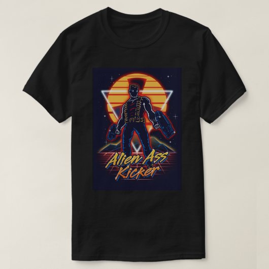 Duke Nukem kickin80s neon retrowave T-shirt (Design voorkant)