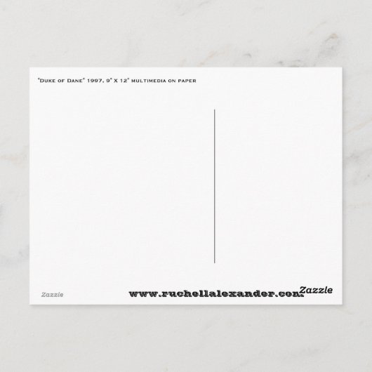 "Duke of Dane" van Ruchell Alexander Briefkaart (Achterkant)