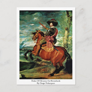 Duke of Olivares on Horseback van Diego Velazquez Briefkaart
