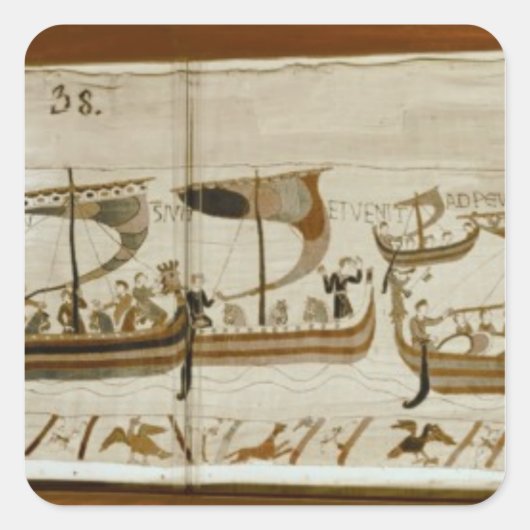 Duke William en zijn vloot kruisen Pevensey Vierkante Sticker (Voorkant)