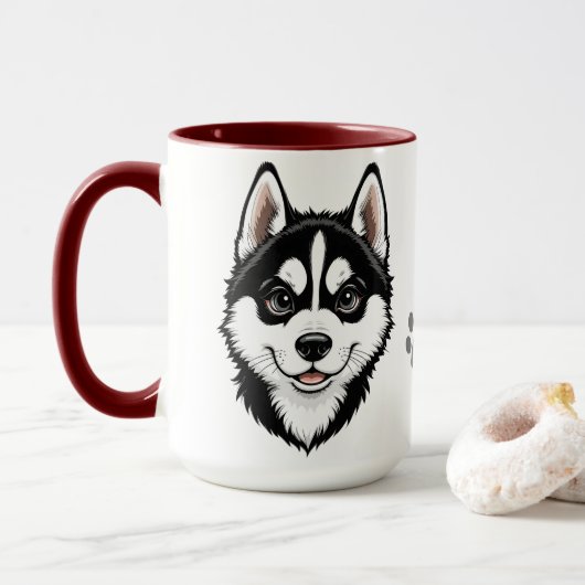 Dulce Husky Puppy Siberische Mok (Met donut)