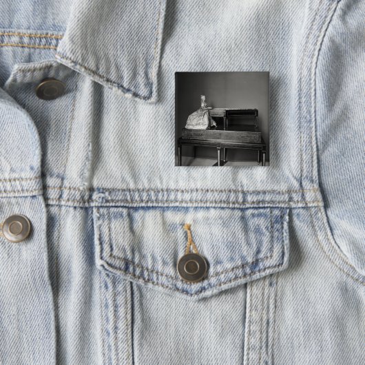 Dulcimeerspeler Vierkante Button 5,1 Cm (In situ)