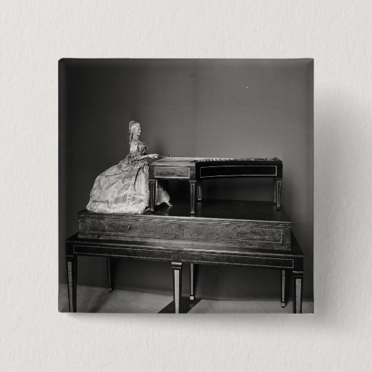 Dulcimeerspeler Vierkante Button 5,1 Cm (Voorkant)