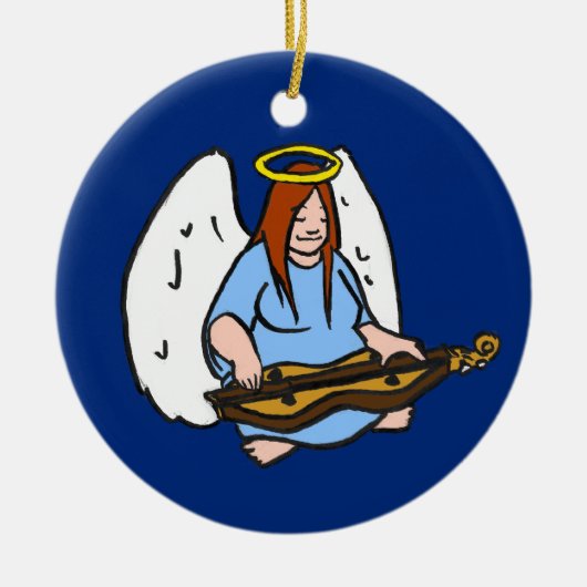 Dulcimer Angel Keramisch Ornament (Voorkant)