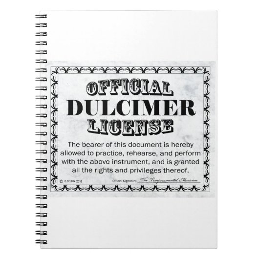 Dulcimer-licentie Notitieboek (Voorkant)