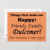 Dulcimer maakt me gelukkig briefkaart (Voorkant / Achterkant)