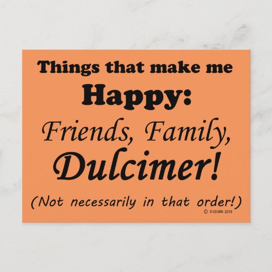 Dulcimer maakt me gelukkig briefkaart (Voorkant)