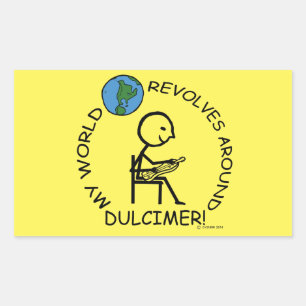 Dulcimer - Wereld revolt rond rechthoekige knop Sticker