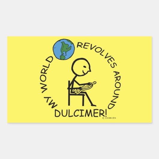 Dulcimer - Wereld revolt rond rechthoekige knop Sticker (Voorkant)