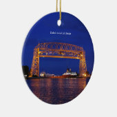 Duluth Aerial Lift Bridge & Boat dubbelzijdig Keramisch Ornament (Rechts)