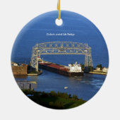Duluth Aerial Lift Bridge & Boat dubbelzijdig Keramisch Ornament (Achterkant)