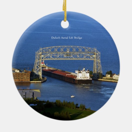 Duluth Aerial Lift Bridge & Boat dubbelzijdig Keramisch Ornament (Achterkant)