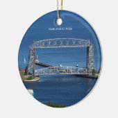Duluth Aerial Lift Bridge dubbelzijdig versierd Keramisch Ornament (Links)