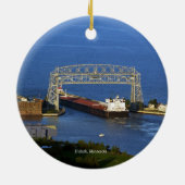Duluth Aerial Lift Bridge dubbelzijdig versierd Keramisch Ornament (Achterkant)