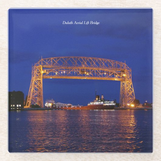 Duluth Aerial Lift Bridge & John G. Munson Glazen Onderzetter (Voorkant)