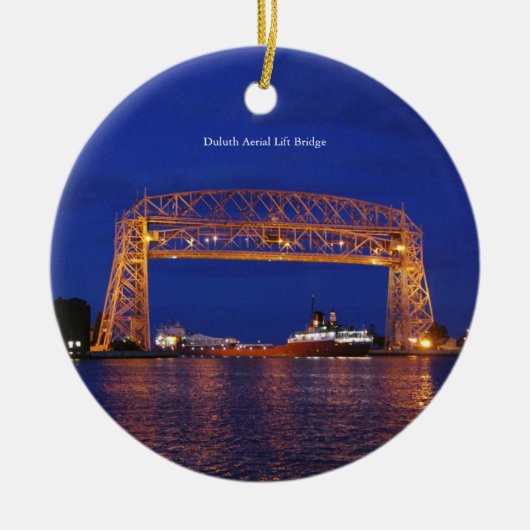 Duluth Aerial Lift Bridge & John G. Munson Keramisch Ornament (Voorkant)