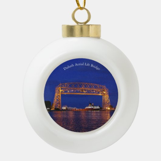 Duluth Aerial Lift Bridge & John G. Munson Keramische Bal Ornament (Voorkant)