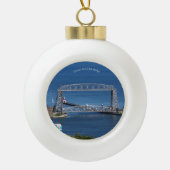 Duluth Aerial Lift Bridge snowflake of Keramische Bal Ornament (Voorkant)