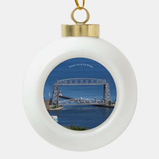 Duluth Aerial Lift Bridge snowflake of Keramische Bal Ornament (Voorkant)